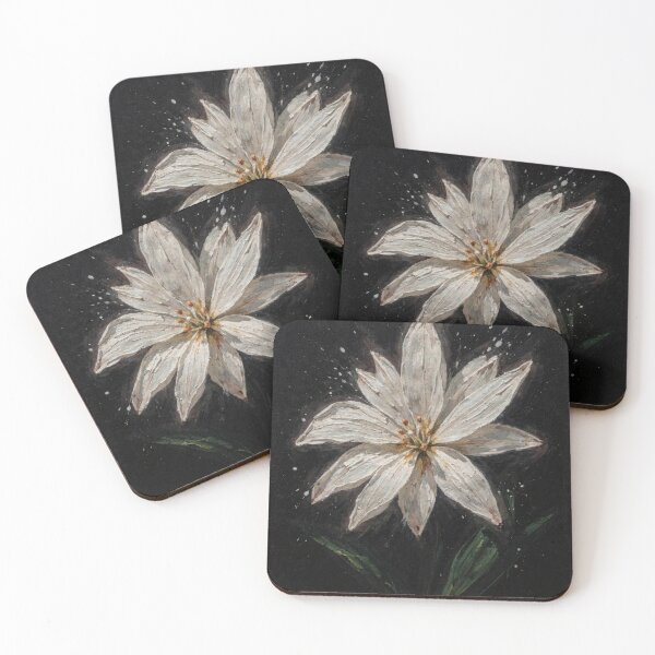 Item preview, White Flower Dark Background Oil Painting designed and sold by Cybertaoist.