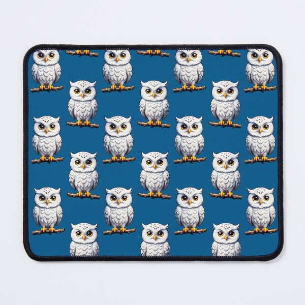 Item preview, Cute Little White Owls - Blue designed and sold by PatternTitan.
