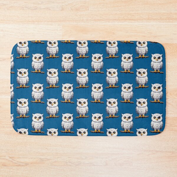 Item preview, Cute Little White Owls - Blue  designed and sold by PatternTitan.