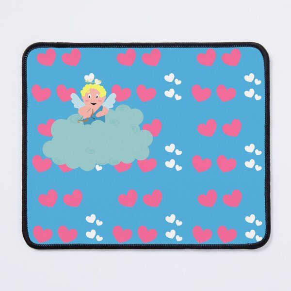 Item preview, Romantic cupid design with a bow and arrow in a cloud with a background of hearts designed and sold by Martapp.