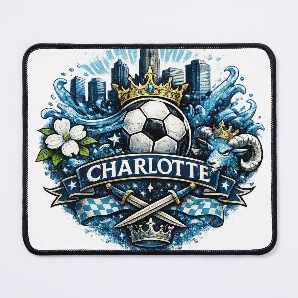 Item preview, Charlotte Football Crest Design – Charlotte Soccer Fan Artwork, Crown City Skyline Graphic, Blue Supporter Gift designed and sold by GarnerSupplyCo.