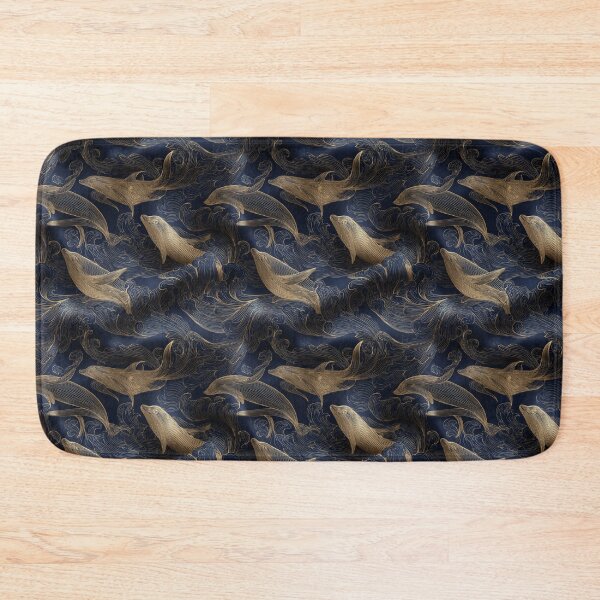 Item preview, Elegant Golden Whales Ocean Waves Line Art designed and sold by NicolasGlowArt.