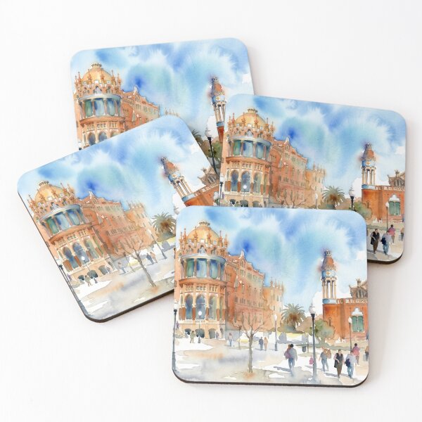 Item preview, Hospital de la Santa Creu i Sant Pau Barcelona - Watercolor Cityscape designed and sold by caracatita75.