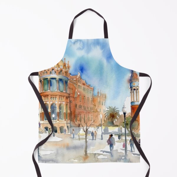Item preview, Hospital de la Santa Creu i Sant Pau Barcelona - Watercolor Cityscape designed and sold by caracatita75.