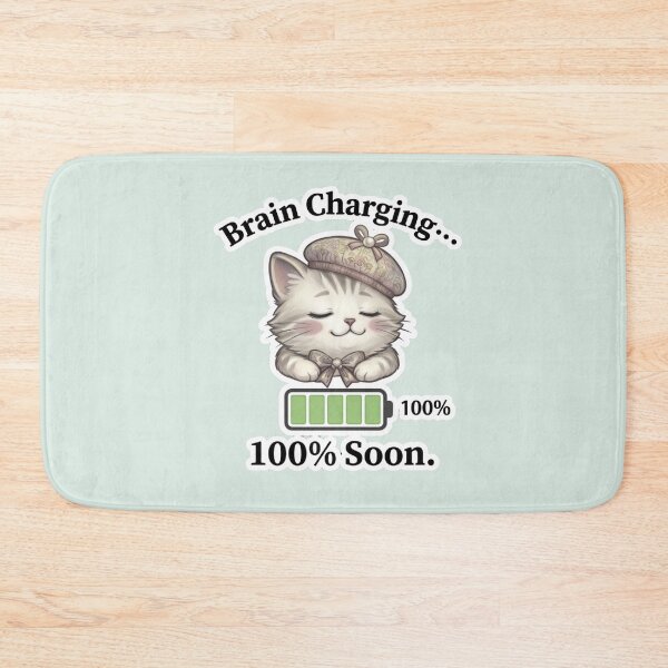 Item preview,  Too Tired to Care – Funny Sleepy Cat Charging Meme designed and sold by Serene Whiskers.