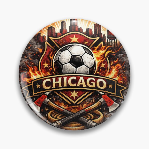 Item preview, Chicago Football Crest Design – Chicago Soccer Fan Artwork, City Skyline Fire Graphic, Red Sports Supporter Design designed and sold by GarnerSupplyCo.