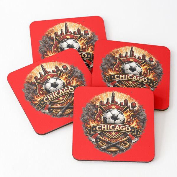 Item preview, Chicago Football Crest Design – Chicago Soccer Fan Artwork, City Skyline Fire Graphic, Red Sports Supporter Design designed and sold by GarnerSupplyCo.