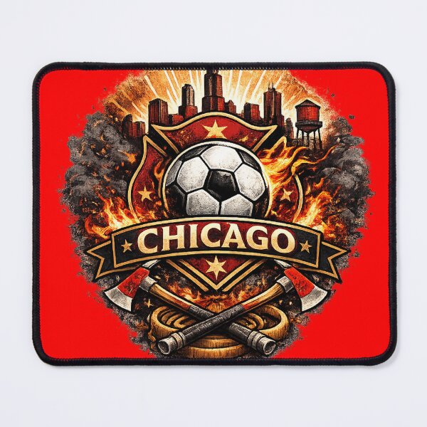 Item preview, Chicago Football Crest Design – Chicago Soccer Fan Artwork, City Skyline Fire Graphic, Red Sports Supporter Design designed and sold by GarnerSupplyCo.