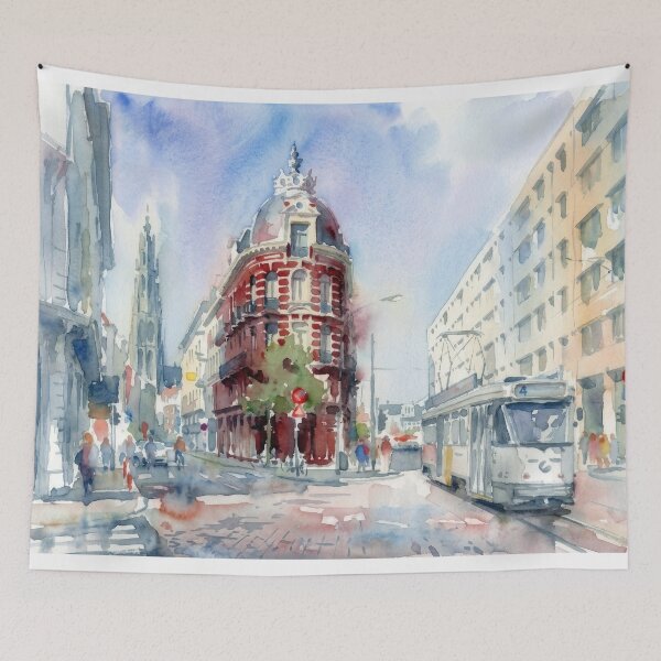 Item preview, Antwerp Cathedral Watercolor designed and sold by caracatita75.