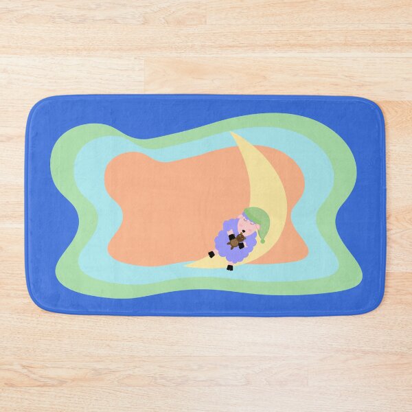 Item preview, Lilac sheep sleeping on the Moon with teddy bear and colorful background designed and sold by Martapp.