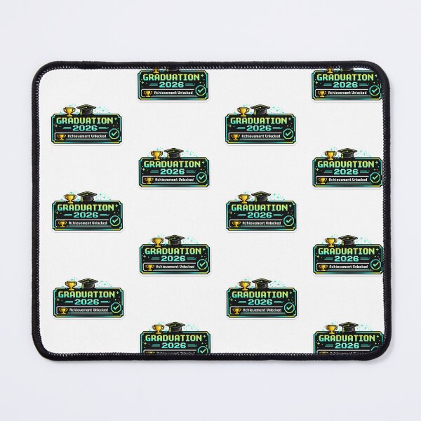 Item preview, Graduation 2026 banner with retro digital style and trophy, AI Generated designed and sold by dvoevnore.