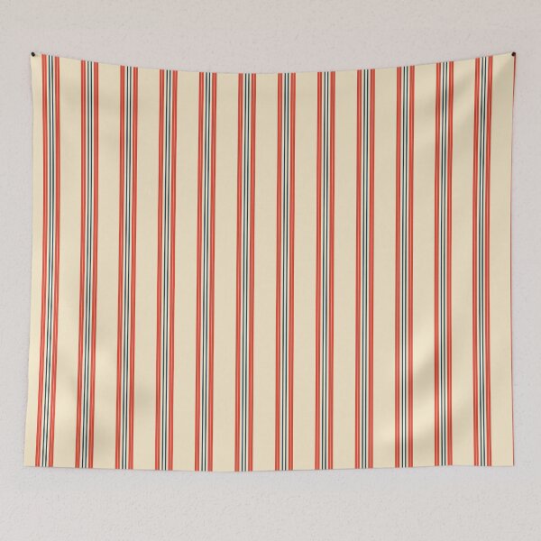 Item preview, Red & Navy Thin Vertical Stripes Pattern – Minimalist Retro Clean Line Design on Beige designed and sold by WildHugeDot.