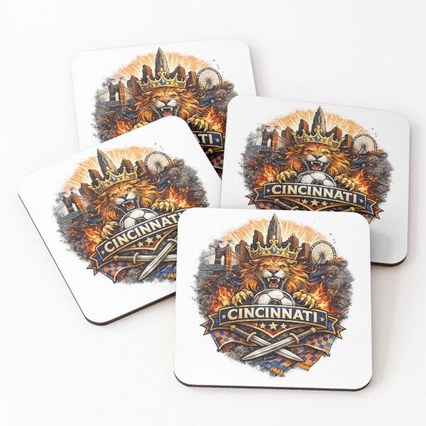 Item preview, Cincinnati Football Crest Design – Soccer Fan Artwork, Crowned Lion Skyline Graphic, Orange Blue Supporter Design designed and sold by GarnerSupplyCo.