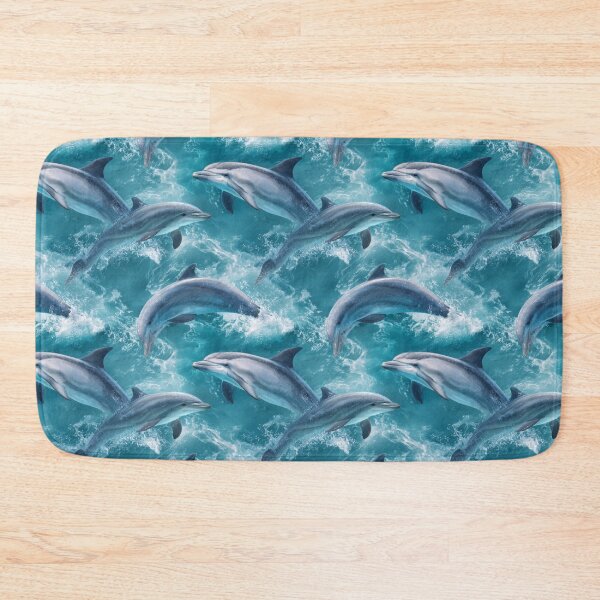 Item preview, Playful Dolphins Jumping Ocean Waves Marine Life designed and sold by NicolasGlowArt.
