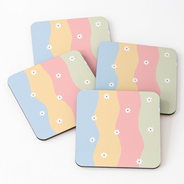 Item preview, Rayas en tonos pastel con margaritas designed and sold by flowerheadria.