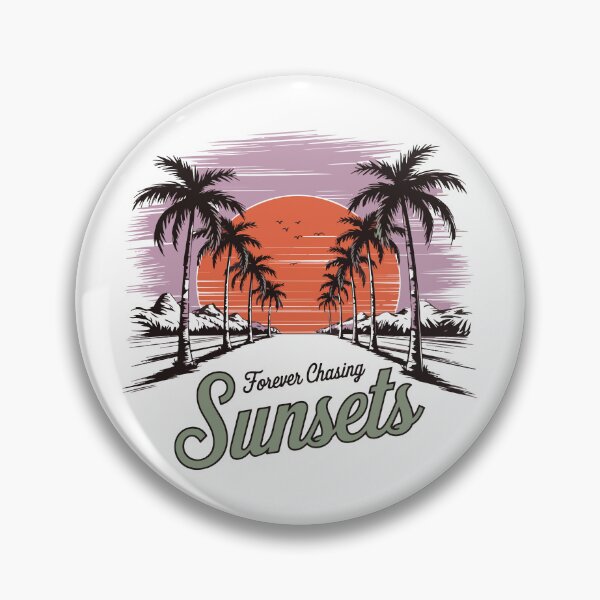 Item preview, Retro sunset road tropical aesthetic design sticker - Forever Chasing Sunsets designed and sold by KymeraStudio25.