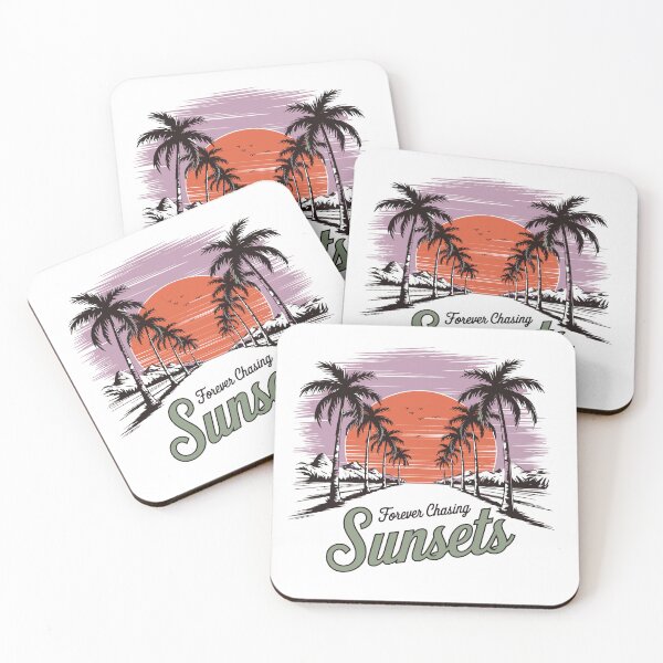 Item preview, Retro sunset road tropical aesthetic design sticker - Forever Chasing Sunsets designed and sold by KymeraStudio25.