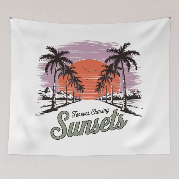 Item preview, Retro sunset road tropical aesthetic design sticker - Forever Chasing Sunsets designed and sold by KymeraStudio25.