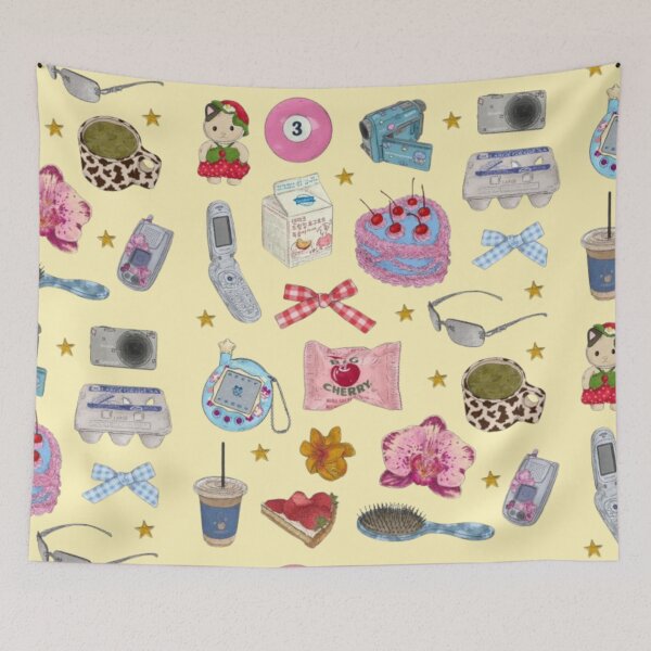 Item preview, Cute Y2K Aesthetic Sticker Collage – Kawaii Nostalgia Scrapbook, Retro 2000s Vibes, Coquette Girly Art Print designed and sold by lilacWhim.