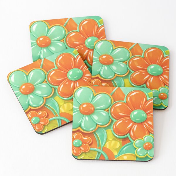 Item preview, 60s Glossy Pop Flower – 3D Retro Mod Daisy Pattern designed and sold by Ela Design Studio .