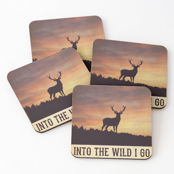 Item preview, Into The Wild I Go Deer Silhouette Sunset Vintage Nature T-Shirt designed and sold by Negisandeep studio.