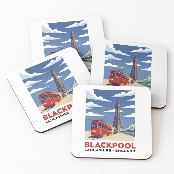 Item preview, Blackpool Vintage Travel Poster T-Shirt - Tower and Tram Illustration designed and sold by Original Outline.