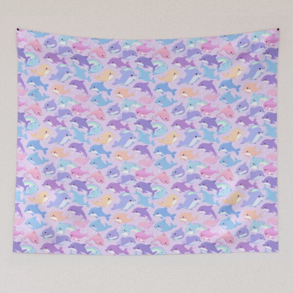 Item preview, Adorable Pastel Dolphin Rainbow Sparkle Pattern designed and sold by NicolasGlowArt.