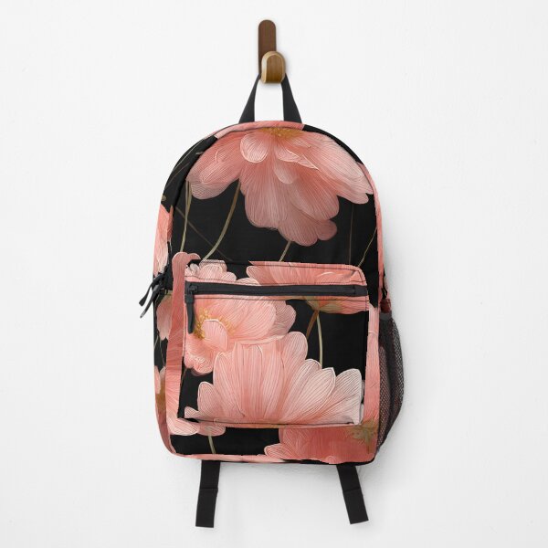 Item preview, Pink Flowers on Black Modern Floral Pattern designed and sold by daila70.