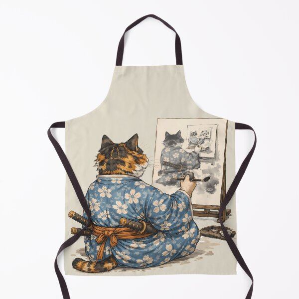 Item preview, Samurai Cat Painting Sumi-e – Japanese Ink Art designed and sold by AuraloomAtelier.