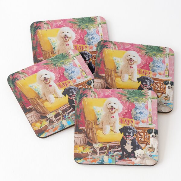 Item preview, Grandmillennial art, Drinks nyone, dogs cocktail hour designed and sold by SophieClimaArt.