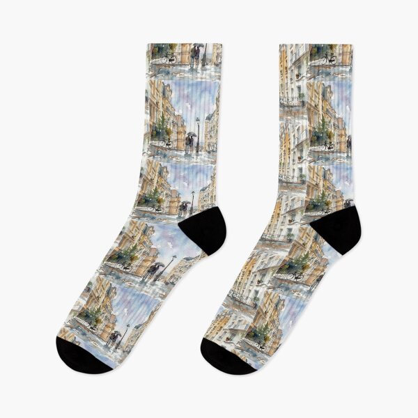Item preview, Montmartre Rainy Paris Watercolor designed and sold by caracatita75.