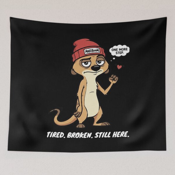 Item preview, Tired But Still Standing - 90s Retro Cartoon Meerkat designed and sold by mAXiBoOM.