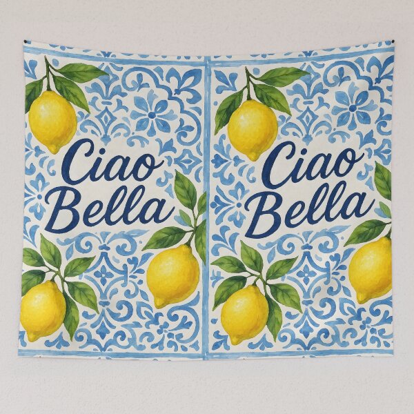 Item preview, Lemons on Blue Italian Tiles – Watercolor Mediterranean Design designed and sold by EmeraldeaArt.