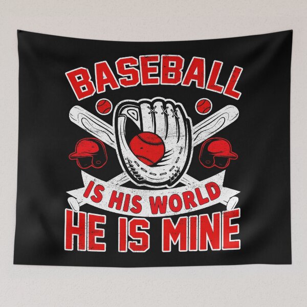 Item preview, Baseball Is His World He Is Mine Baseball Mom Dad Wife Girlfriend Family Supporter designed and sold by SanTiOmal.