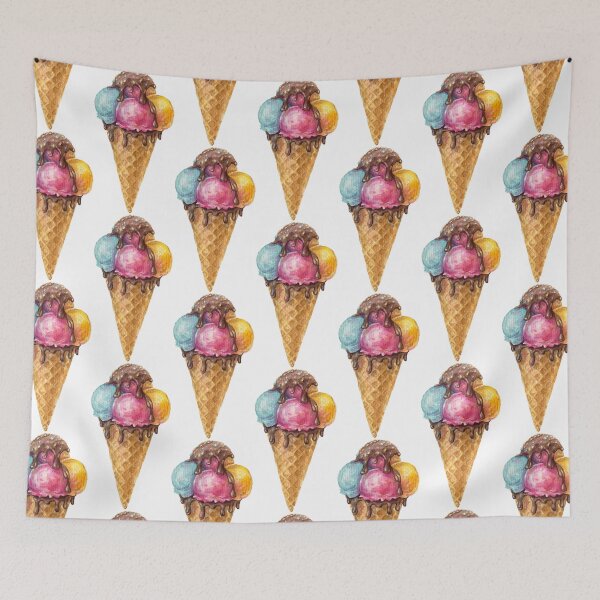 Item preview, Cono de helado con chocolate derretido, postre colorido, estética artística designed and sold by AlisaArtDecor.