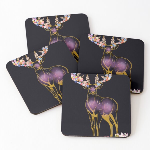 Item preview, Mystical Galaxy Stag: Gilded Floral Celestial Deer designed and sold by Diseño que alegran tu día.