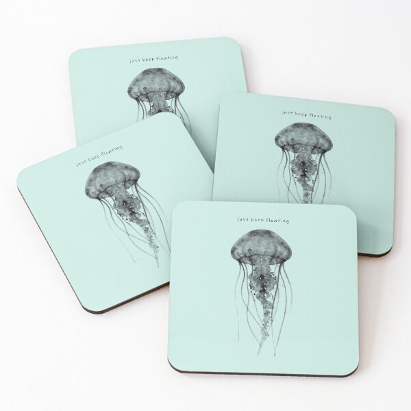 Item preview, Minimalist Zen Jellyfish Just Keep Floating Art designed and sold by NEOCHRONOS.