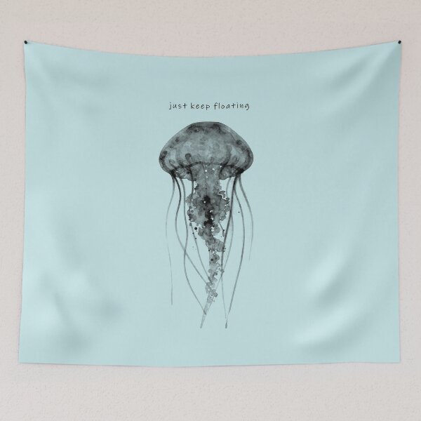 Item preview, Minimalist Zen Jellyfish Just Keep Floating Art designed and sold by NEOCHRONOS.