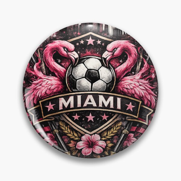 Item preview, Miami Football Crest Design – Flamingo Soccer Artwork, Pink City Skyline Graphic, Miami Fan Apparel, USA Sports Crest Design designed and sold by GarnerSupplyCo.