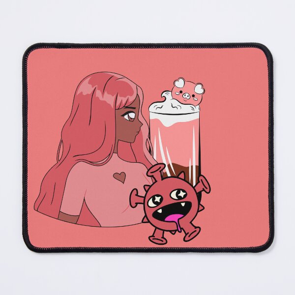 Item preview, Pink Hair Anime Girl with Pig Drink and Red Little Monster designed and sold by Kanniax.