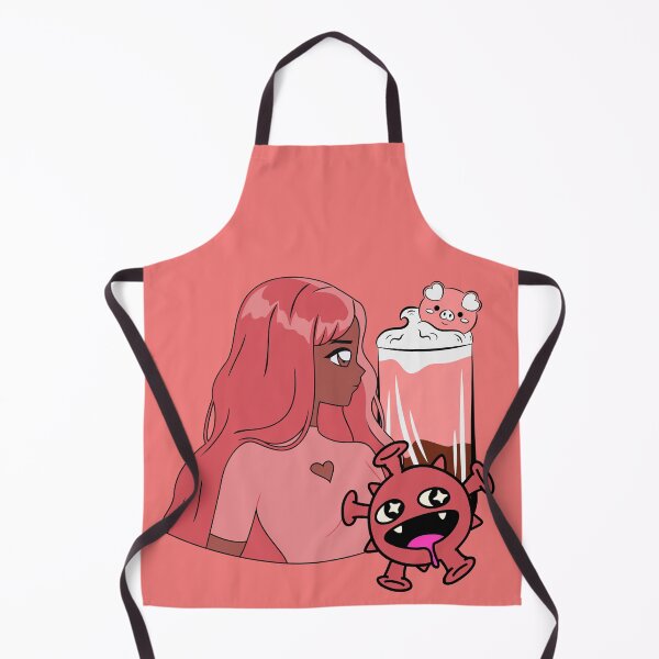 Item preview, Pink Hair Anime Girl with Pig Drink and Red Little Monster designed and sold by Kanniax.