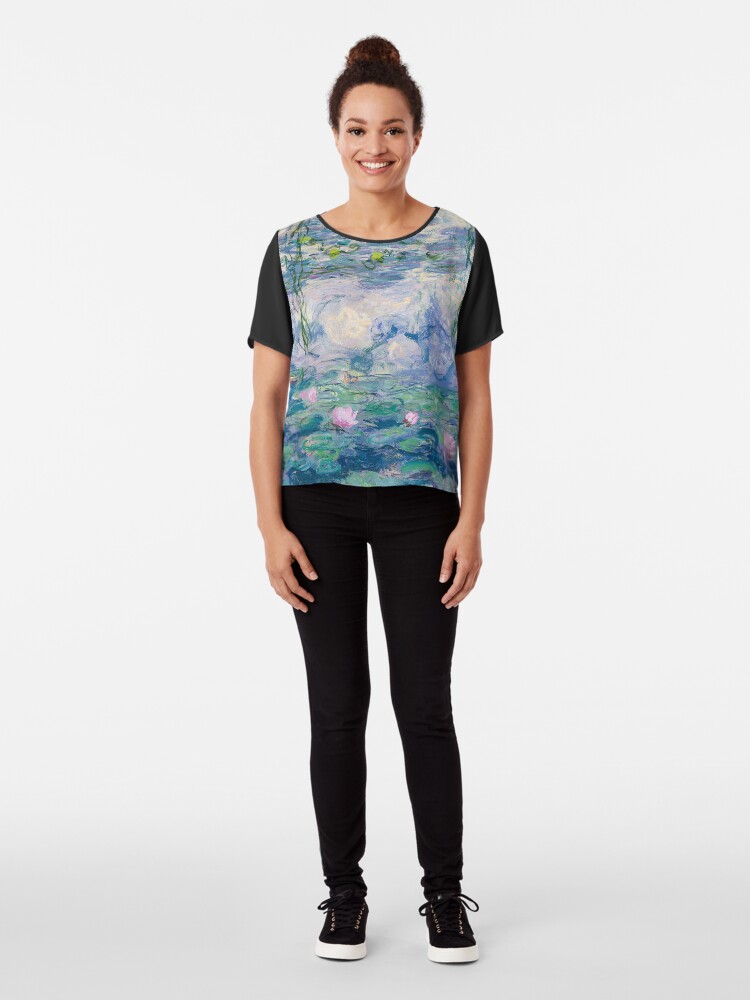 Alternate view of Water Lilies Claude Monet Fine Art Chiffon Top