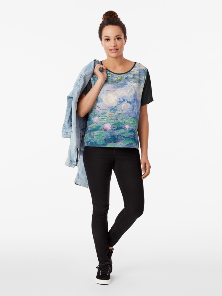 Alternate view of Water Lilies Claude Monet Fine Art Chiffon Top