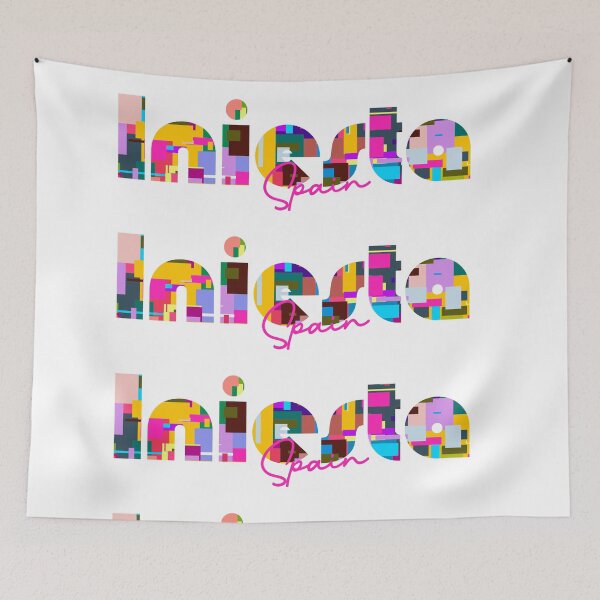 Item preview, Iniesta, Spain, Vibrant Abstract City Typography Art designed and sold by Wanderful-roads.