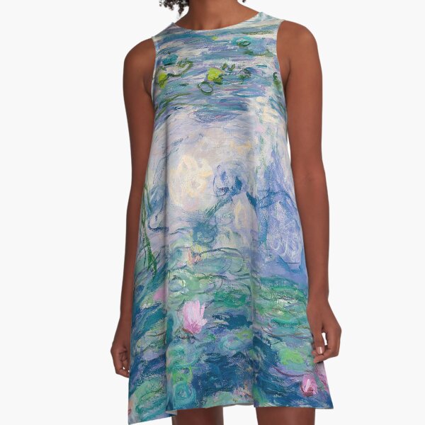 Water Lilies Claude Monet Fine Art A-Line Dress