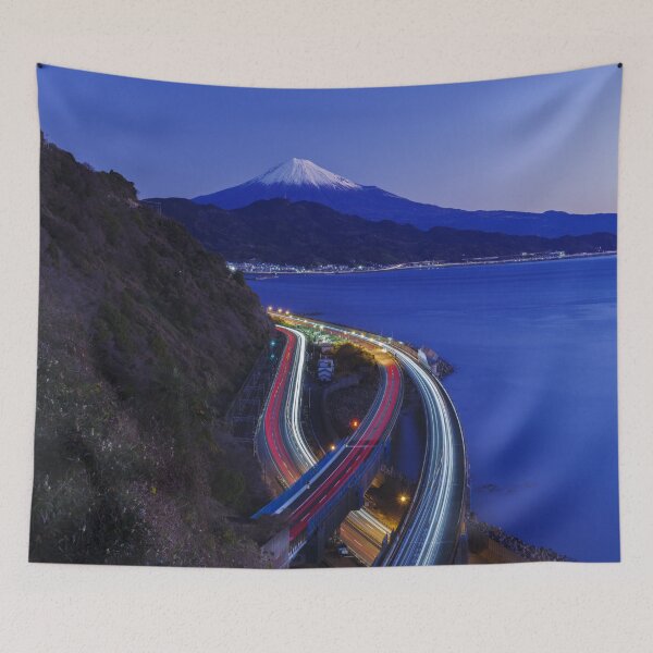 Item preview, Mount Fuji at Blue Hour with Light Trails from Satta-Toge Pass, Shizuoka, Japan designed and sold by Pix4Japan.