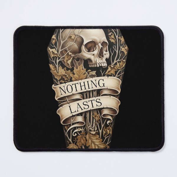 Item preview, Nothing Lasts Skull on Coffin Shape with Dead Leaves designed and sold by nuel-art.