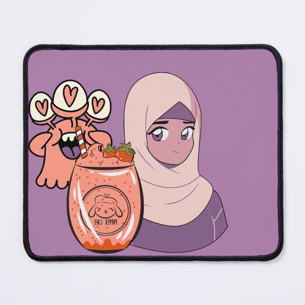 Item preview, Hijab Anime Girl with Strawberry Drink and Heart-Eye Monster designed and sold by Kanniax.