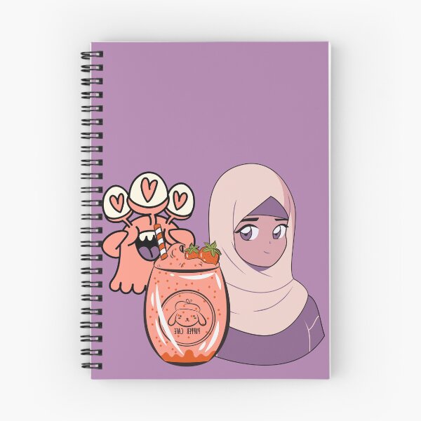 Item preview, Hijab Anime Girl with Strawberry Drink and Heart-Eye Monster designed and sold by Kanniax.
