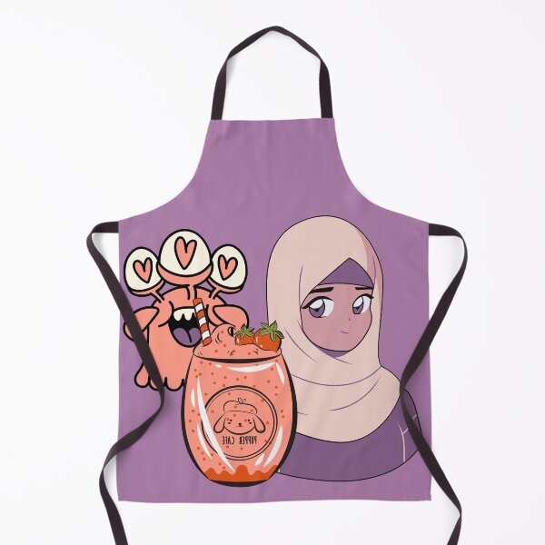 Item preview, Hijab Anime Girl with Strawberry Drink and Heart-Eye Monster designed and sold by Kanniax.
